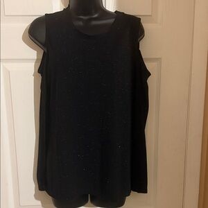 Versona Black Sparkle off the shoulder, long sleeve t